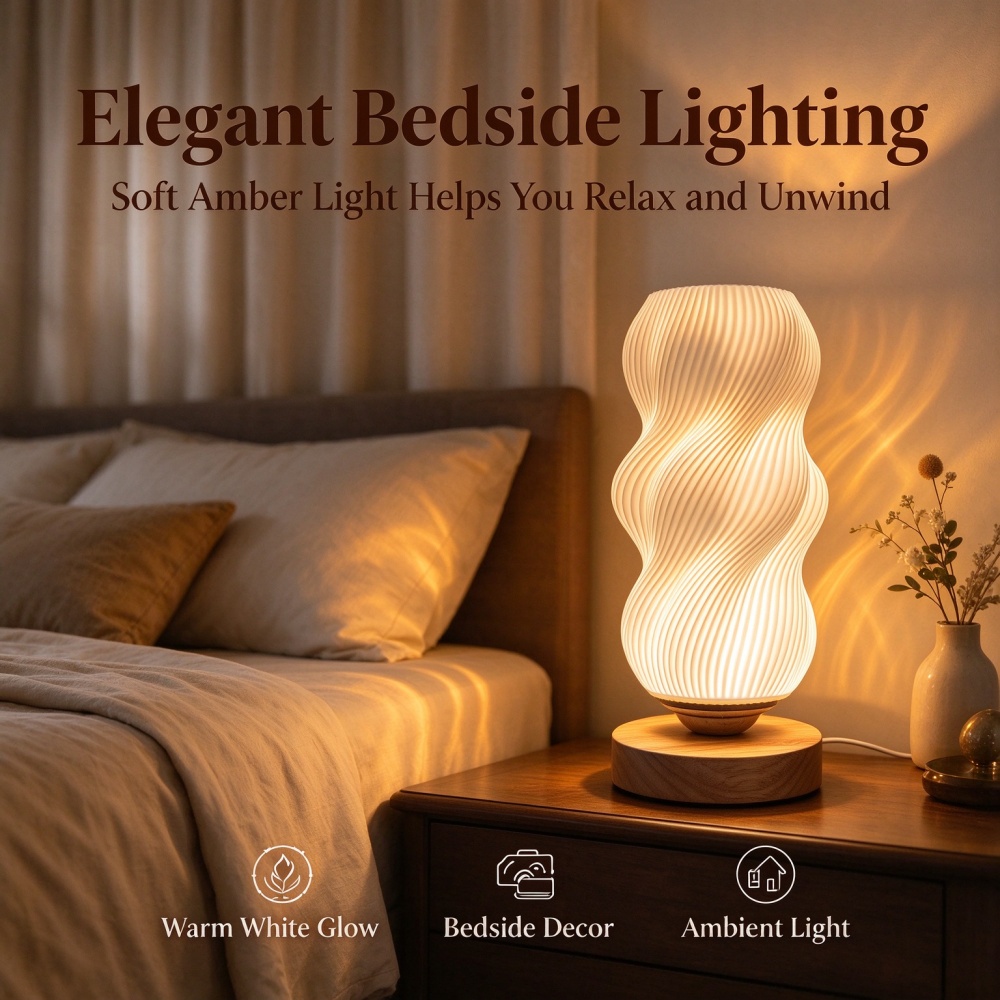 3D Printed Wave Texture Night  - Lighting Decor Bedroom ulasan dan harga