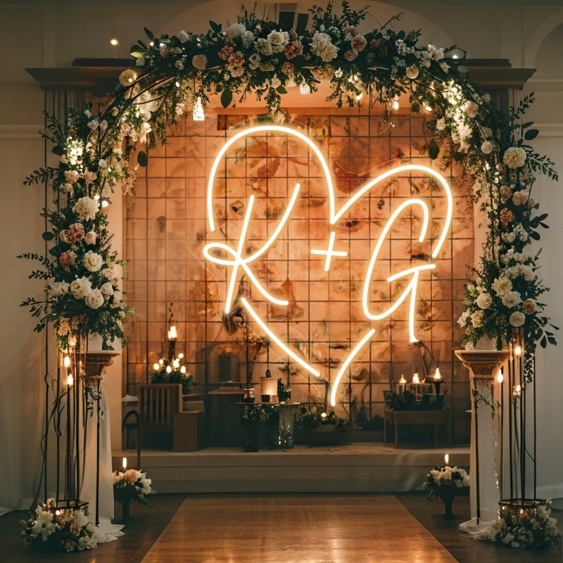 Custom Initials Heart LED Neon - Lighting Christmas Decor ulasan dan harga