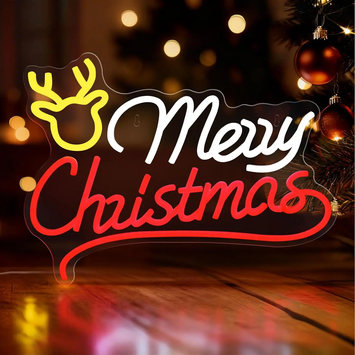 Merry Christmas Reindeer Neon  - Lighting Christmas Decor ulasan dan harga