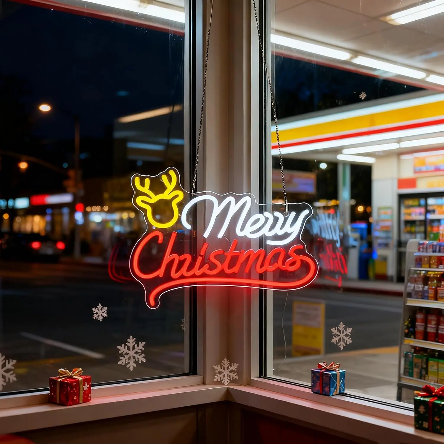 Merry Christmas Reindeer Neon  - Lighting Christmas Decor ulasan dan harga